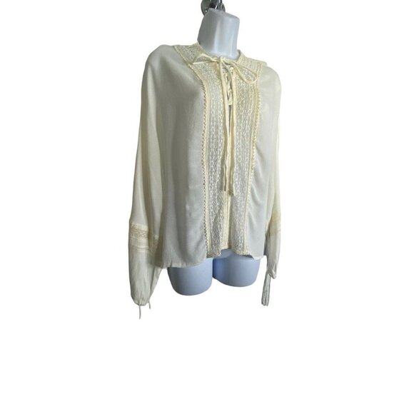 Bishop & Young Woman's Claudette Peasant Flowy Off White Blouse SZ‎ S - Picture 4 of 9